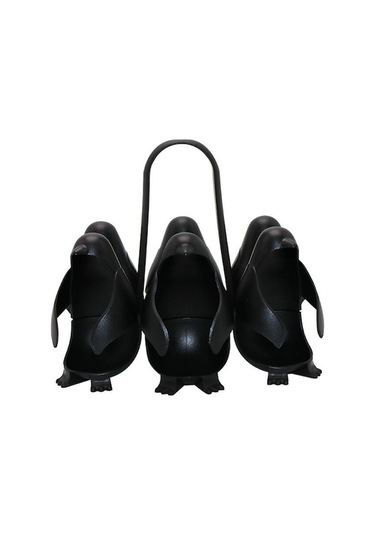 Siyah Pinguin Şekilli Abs Malzeme 6 Yumurtalı Multifonksiyonel Yumurta Kaynatıcı Ve Depolama Rafı, Isıya Dayanıklı, El Tutucu Tasarım Siyah Siyah