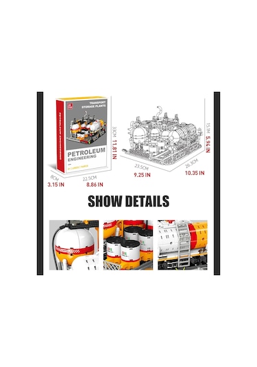 City Gas Station 743 Parça Modüler Kimya Tesisi Yapı Seti Tank + Laboratuvar Jj9223