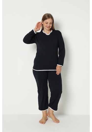 Fames Pijama Yazlik Büyük Beden Pijama Takim Lacivert