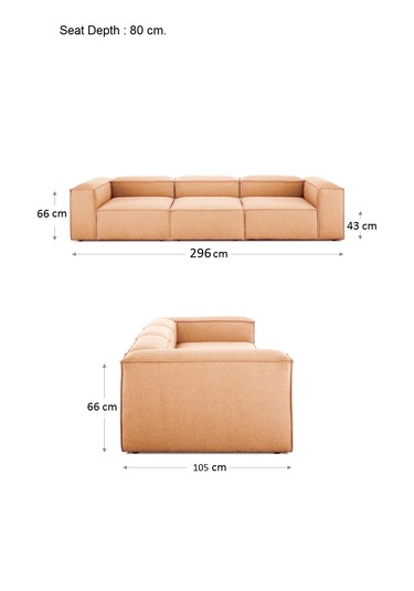 Most Mollis 3 Modül Kanepe Koltuk Kiremit Keten Kumaş Yataş Sün