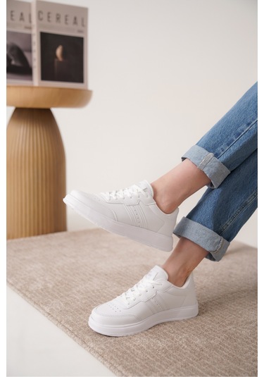 Daxors D163 Günlük Ortopedik Kadın Sneaker Spor Ayakkabı Beyaz