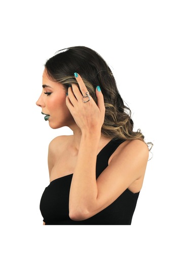 Kadın Gümüş Renk Lak Kaplama Dolama Model Ayarlanabilir Tasarım Yüzük Gümüş