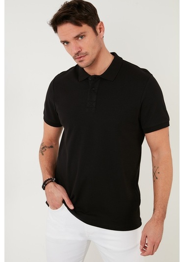 Buratti Pamuklu Regular Fit Düğmeli Erkek Polo Yaka T Shirt 5902281 Siyah