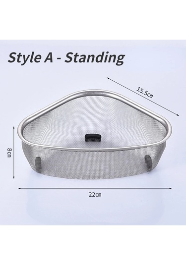 Mutfak Lavabo Drenaj Sepeti Paslanmaz Çelik Üçgen Gıda Sebze Gümüş