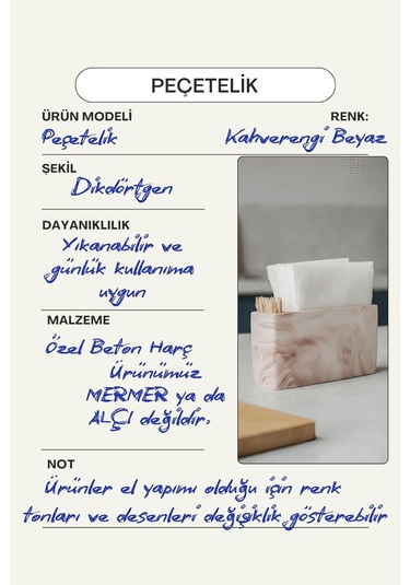 El Yapımı Beton Gri Alçı Peçetelik Minimal Masa Ve Mutfak Dekoru Kafe & Bar İçin Kahverengi