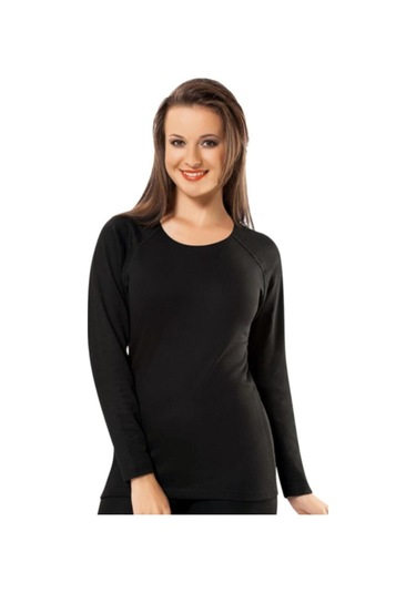 Kota 2007 Kadın Termal Uzun Kollu Üst Sİyah Siyah