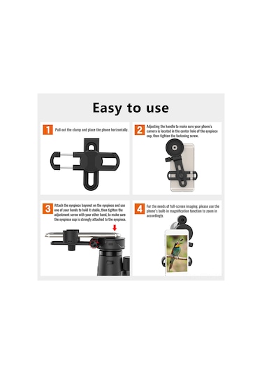 Tenfowee Evrensel Teleskop Telefon Adaptörü: Teleskop, Dürbün Ve Mikroskoplar İçin Akıllı Telefon Tutucu Siyah