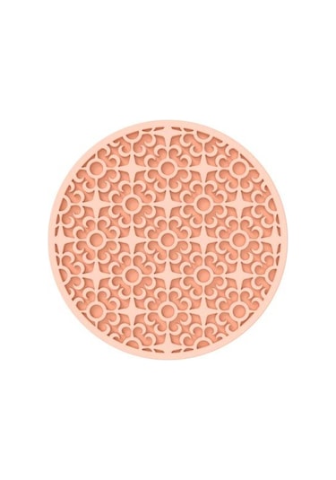 Pembe Desenli Silikon Bardak Altlığı Isı Yalıtımlı Yeniden Kullanılabilir Vintage Yuvarlak Soft Bardak Altlığı Pembe