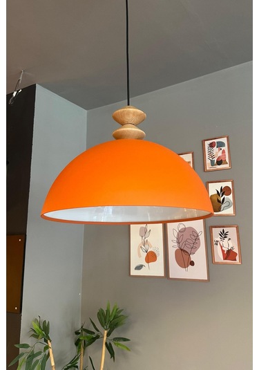 Linate Turuncu Q Kafa Başlık Avize Tekli Sarkıt Salon Kuaför Dekoratif Aydınlatma Turuncu