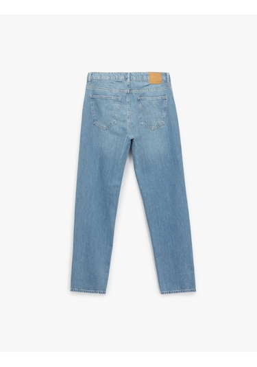 Koton Pamuklu Normal Bel Cep Detaylı Vintage Straight Fit Jean Pantolon Orta İndigo 6wam40091nd İndigo