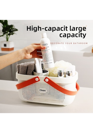 Geeroyoo Küçük Boy 21.5 14.5 15.5 Turuncu-beyaz Plastik Banyo Sepeti - Sıvı Akışlı Tasarım, Taşınabilir, Tuvalet Malzemeleri Ve Kozmetikleri Saklamak İçin Diğer