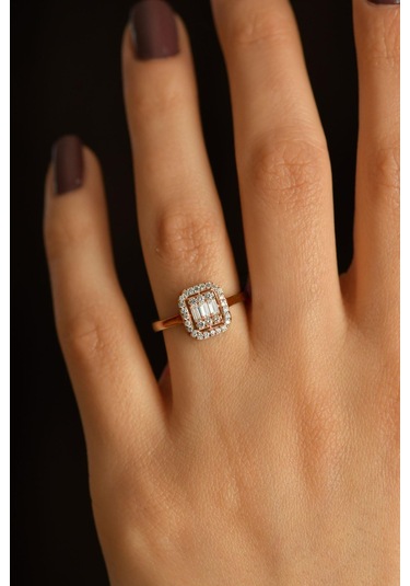 Erdobia 925 Ayar Zirkon Taşlı Rose 3 Sıra Ayarlanabilir Baget Gümüş Yüzük