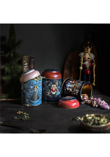 Tales Desenli Metal Saklama Kabı 3 Lü Set, 9 X 11 Cm Çok Renkli