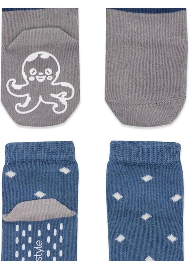 Bistyle Hayvan Figürlü Kaymaz Erkek Soket Çorap 2'li Bs10119 İndigo İndigo