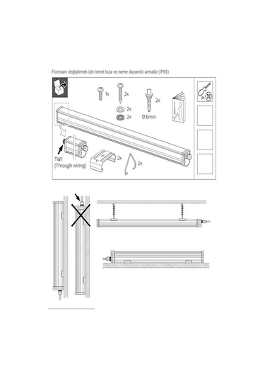 Philips 40W Suya Dayanıklı Dolap Altı Led Bant Armatür Polikarbon Beyaz