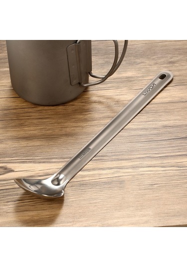 Lixada Titanyum Uzun Saplı Kaşık Cilalı Kase İle Açık Taşınabilir Yemek Kaşığı Çatal Bıçak Takımı Kamp B Çok Renkli