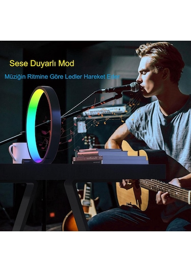 Hymark 10 İnç Akıllı Rgb Masaüstü Müzik Ritim Gece Lambası 25cm A