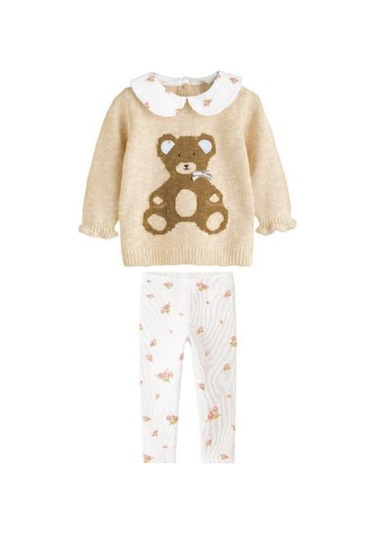 Kız Çocuk Teddy Bear Sevimli Ayıcık Süzene Nakışlı Triko Kazak Fitil Çiçekli Tayt Alt Üst Takım Sütlü Kahve Kız Çocuk Teddy Bear Sevimli Ayıcık Süzene Nakışlı Triko Kazak Fitil Çiçekli Tayt Alt Üst Takım Sütlü Kahve