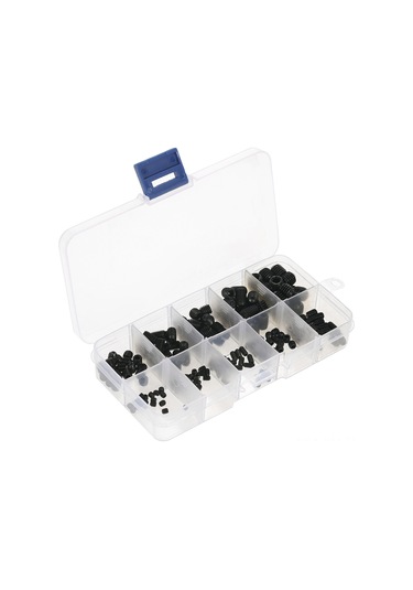 Ximistore9 200 Parça Altıgen Yuvalı Çelik Vidalar Seti - M3, M4, M5, M6, M8 Boyutlarında - Siyah Çinko Kaplama