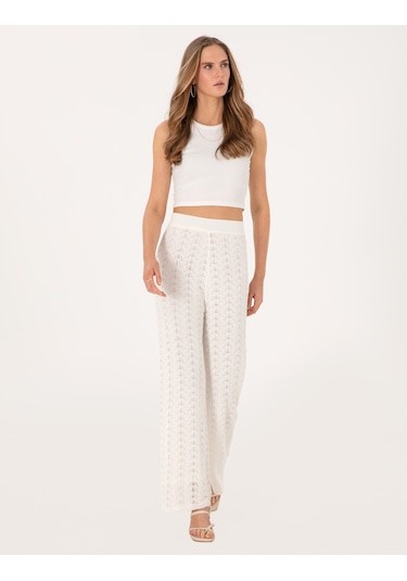 Pierre Cardin Kadın Beyaz Pantolon Triko 50305606-vr013 Beyaz