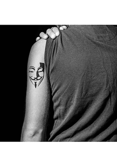 Geçici V For Vendetta Maske Tattoo Kol Omuz Dövmesi