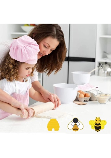 Symbee 8'li Arı Motifli Çerez Kalıbı Seti - Arı, Petek, Çiçek, Bal Kavanozu Ve Dilediğiniz Şekillerle Hamur Kesim Sarı