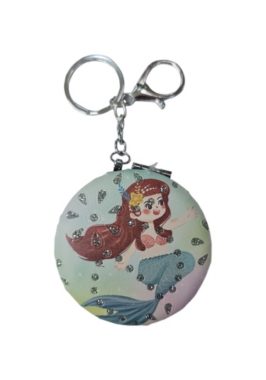 Gigi Panda Anahtarlıklı Deniz Kızı Desenli Katlanır Makyaj Aynası Desen 5