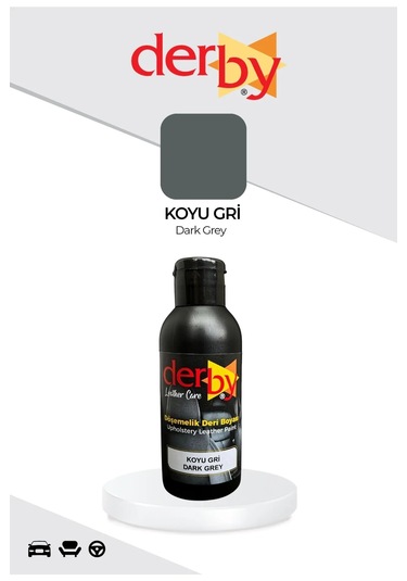 Derby Koyu Gri Deri Döşeme Araç Direksiyon Koltuk Boyası 100 Ml