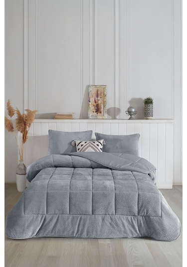 Elart Luis Comfort Set Çift Kişilik 195x215 Cm Gri Gri