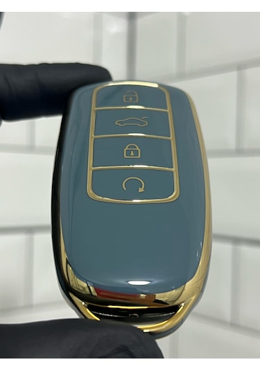Chery Tiggo 8 Pro Smart Uyumlu Anahtar Kılıfı Gri - Gold