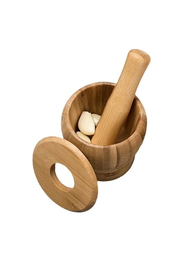 Willowhaven Multicolor Premium Bambuz Sarımsak Ve Baharat Havanı Kolay Kullanım Doğal Sos Ve Salata