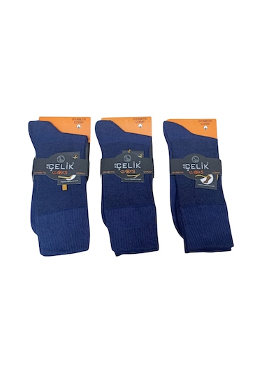 Asçelik 3 Lü Diyabetik Erkek Çorap İndigo Çok Renkli