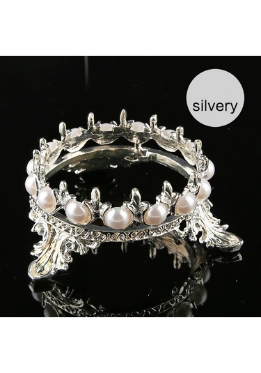 1 Adet Metal Tırnak Fırçası Kalem Raf Standı Tutucu Glitter Taç Inci Tasarım Manikür Tırnak Sanat Araçları Kalem Gösteren Raf Açık Sarı