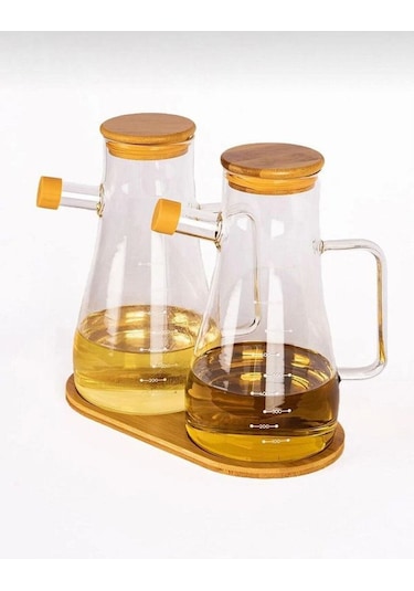 Reoona 2 Adet Masterchef Borosilikat Cam 900ml Yağdanlık Stand Hediyeli Şeffaf