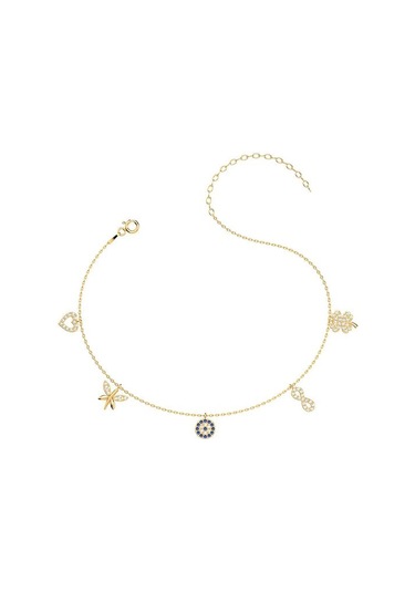 İndigo Takı Nazarlı Şans Altın Kaplama Gümüş Halhal Çok Renkli