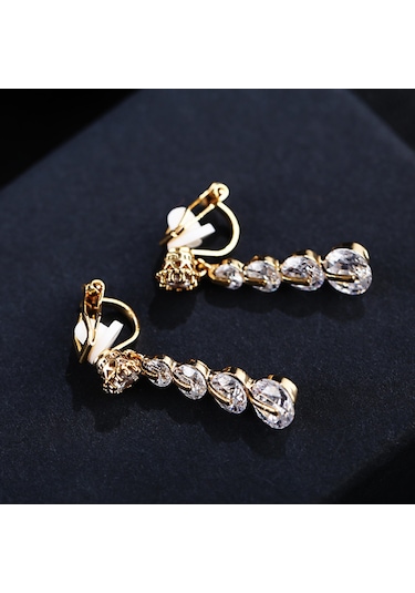 Geeksen Şık S925 Gümüş Kalp Küpe - İnci Ve Zirkon Detaylı Günlük Kullanım Gold