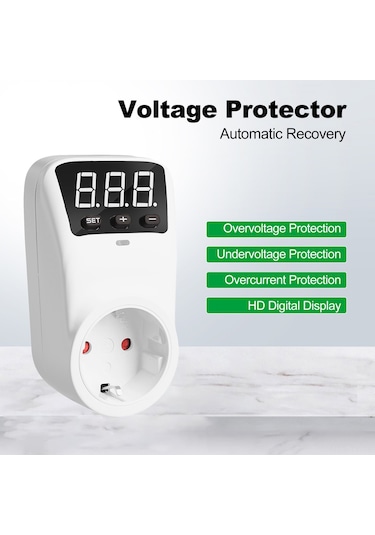 Teltree Eu Standard Beyaz Hlp02 Voltaj Koruyucu Prizi 230v 16a Lcd Ekranlı Buzdolabı Klima Koruyucu Aşırı/düşük Voltajdan Koruma Röleli 3680w