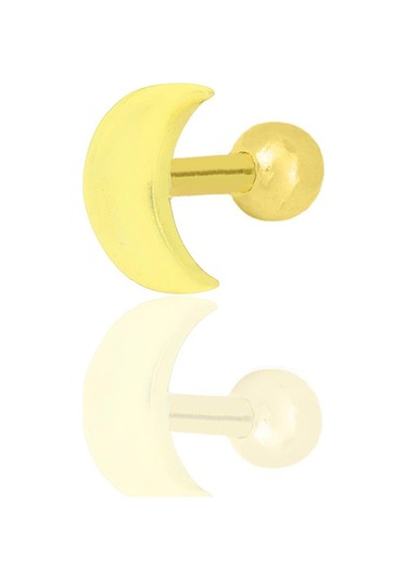 Gümüş Altın Yaldızlı Hilal Modeli Tragus Helix Piercing Küpe Barcode Gümüş - Çok Renkli