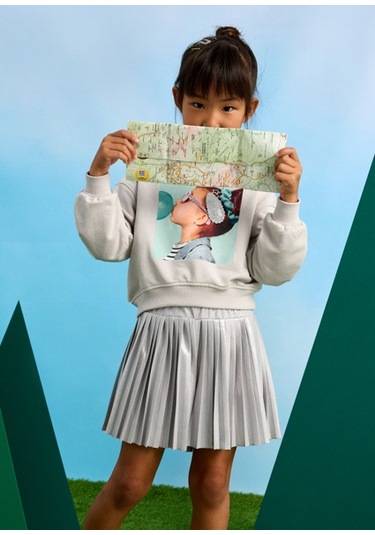 Mayoral Kız Çocuk Pileli Etek Pantolon Gri