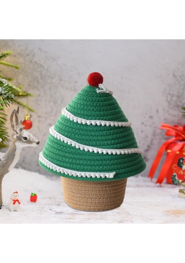 Suntek Kapaklı Saklama Sepeti Küçük Halat Yatak Odası Yeşil