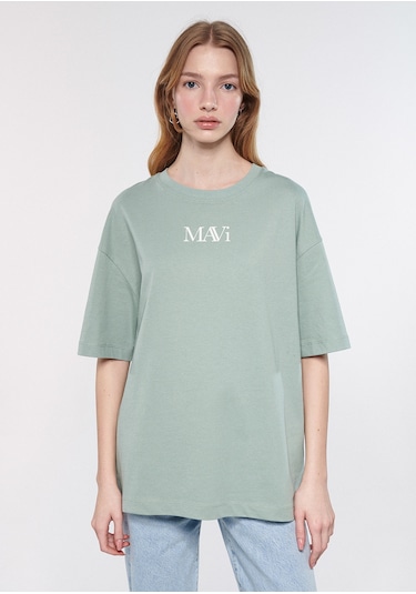 Mavi - Mavi Logo Baskılı Yeşil Tişört 1611593-71787 Yeşil