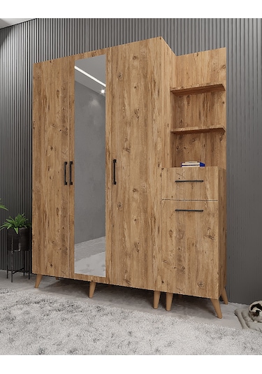 Açelya Portmanto Vestiyer Ayakkabılık Çam 160cm - Montaj Dahil M3