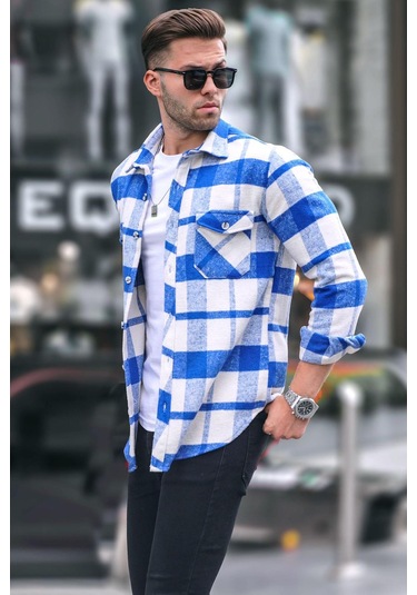 Madmext Mavi Regular Fit Oduncu Gömlek 4950 Mavi