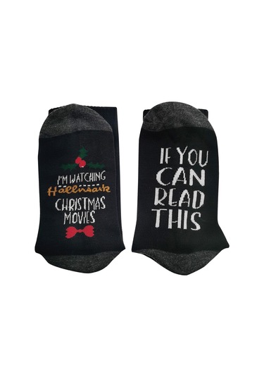 Neevoyu Erkek Kadın Unisex Pamuklu Noel Çorabı - Nefes Alıcı Ter Emici Dayanıklı Yumuşak Yüksek Konfor - Siyah Tek Çift Siyah