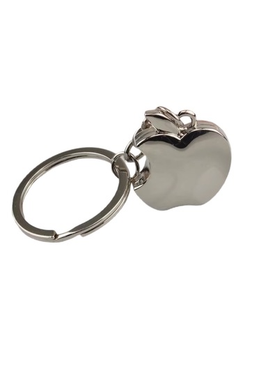 Schulzz Apple Elma Logo Şeklinde Parlak Krom Metal Anahtarlık