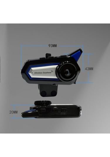 Siyah Bluetooth 5.0 Motosiklet Kaskı Kulaklığı, Eller Serbest Arama, Ipx6 Su Geçirmez, Dahili 1000mah Pil