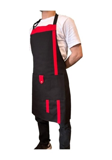 Czn Model 2 Renkli Boyundan Askılı Mutfak,garson,barista Önlüğü Siyah