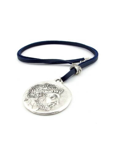 Solfera Phılıp V Antik Greek Macedon Madalyon Deri Erkek Kolye Q0648 Çok Renkli