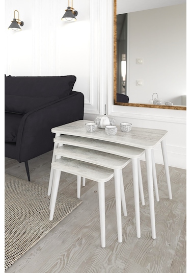 Alanur 5li Orta Sehpa Ve Zigon Sehpa Ahşap Ayaklı Çay Kahve Sehpası Xl Salon Seti Kristal