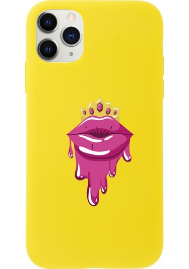 Iphone 11 Pro Crown Lip Tasarımlı Sarı Telefon Kılıfı Sarı46